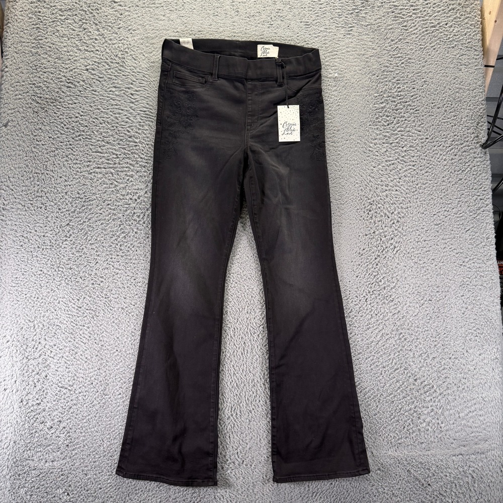 Cosmic Blue Love Jeans Women 31x31 Black Cotton Denim Bootcut Embroidery Stretch